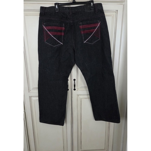 Black Other - Red Ape Jeans Men's 40-42/29 Black Red Embroidered Y2K Hip Hop Streetwear Skater